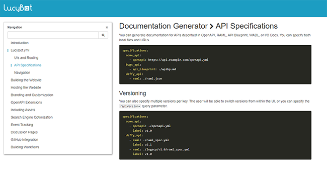 LucyBot DocGen is a documentation generation tool.